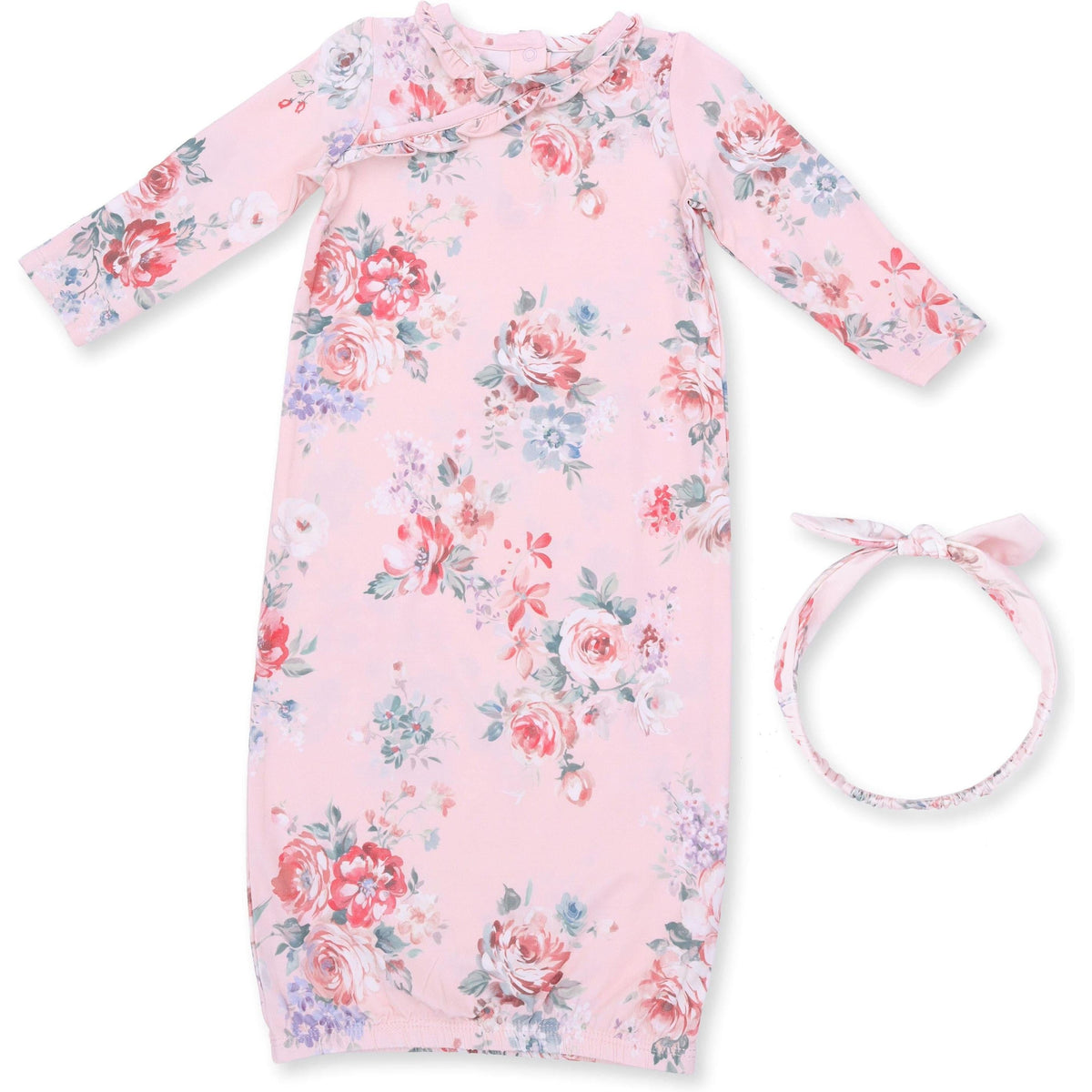 Angel Dear Painterly Rose Bouquets Kimono Gown and Headband
