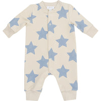 Angel Dear French Terry Sketchy Stars Blue Baseball Collar Romper