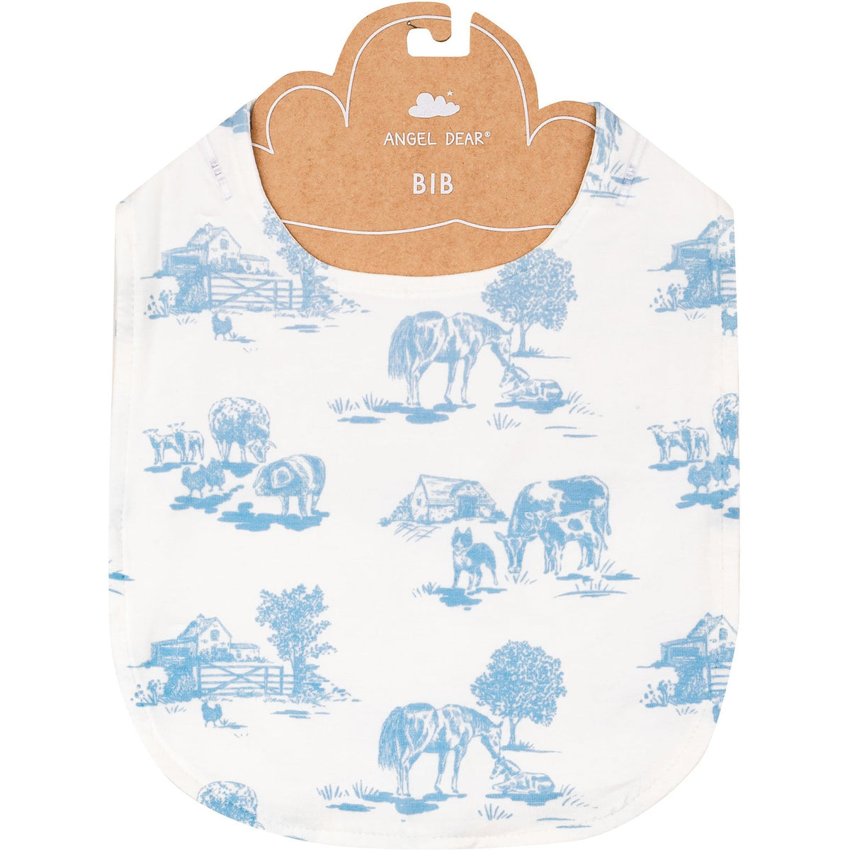 Angel Dear Farm Toile Blue Feeding Bib