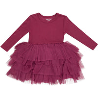 Angel Dear Ribbed Rose Bud  L/S Layered Tulle Dress