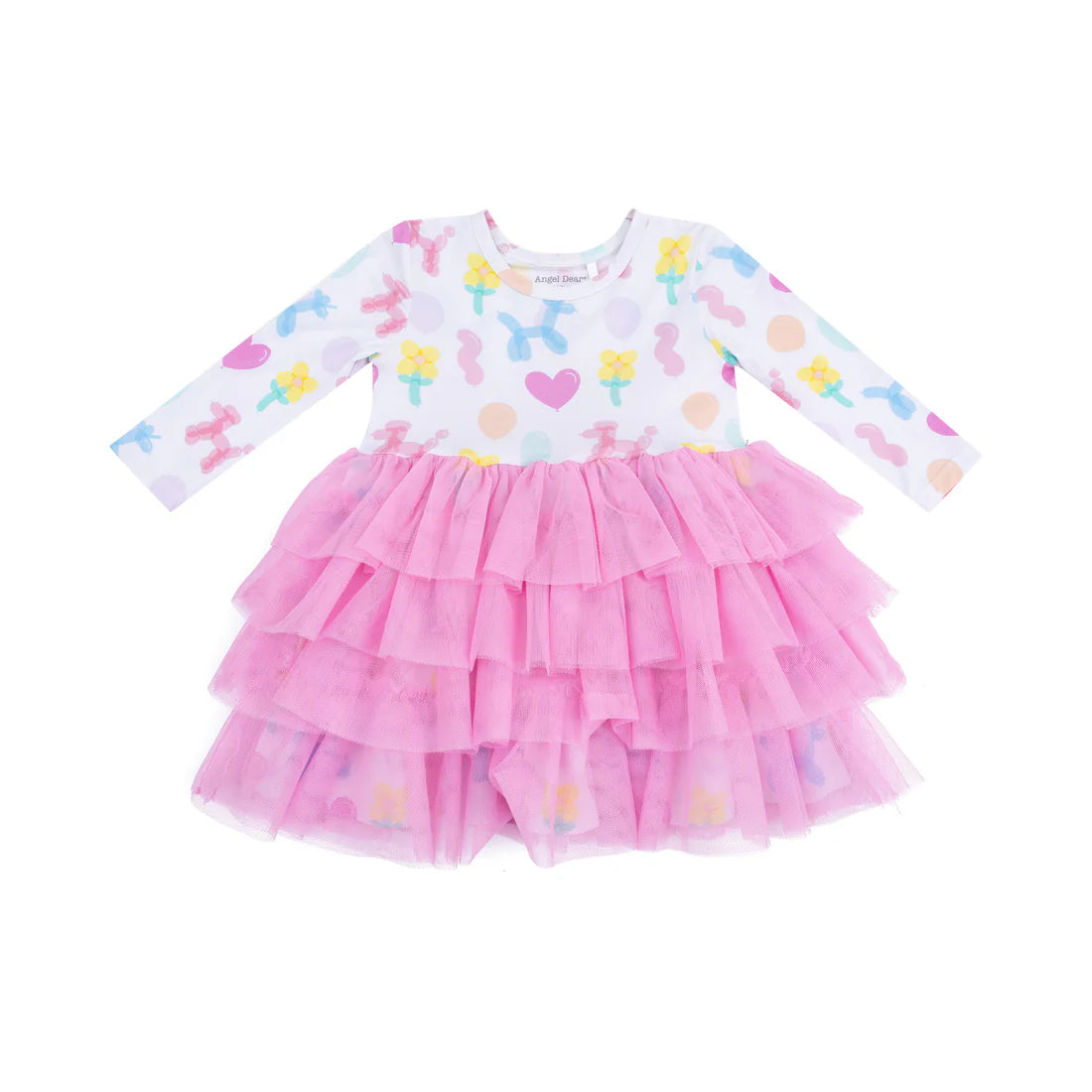 Angel Dear Twirly Long Sleeve Layered Tulle Dress II Balloon Animals Pink