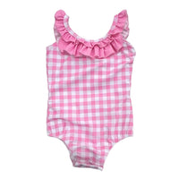 Sugar Bee Clothing - Girls Swimsuit - Pink Gingham