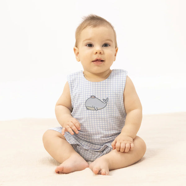 Angel Dear Bubbly Sailor Whales Blue  Sleeveless Jon Jon