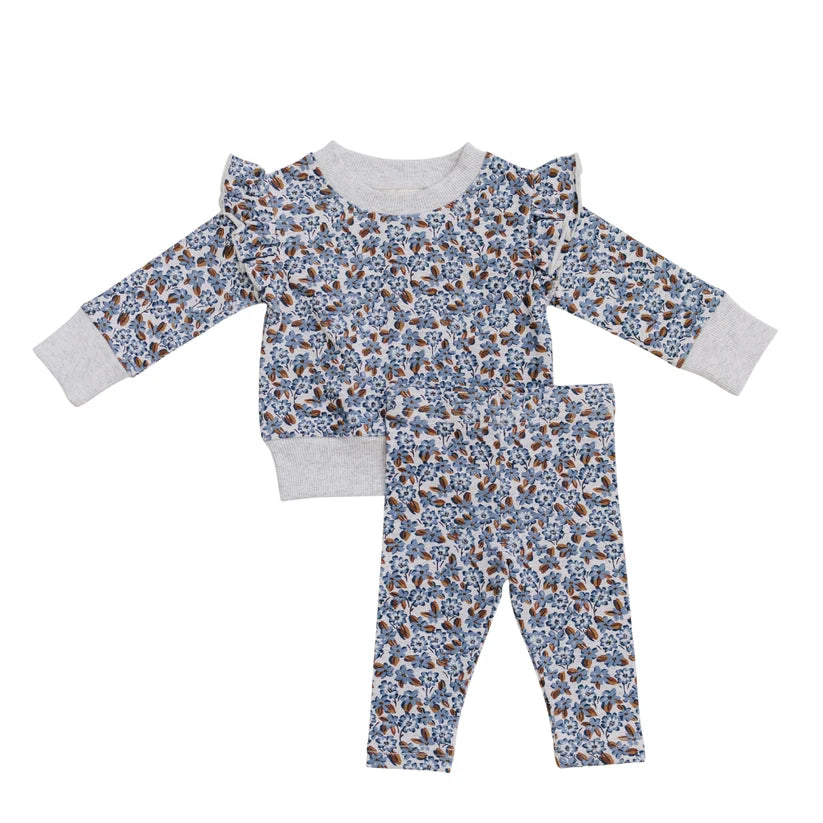 Mebie Baby  Blue Meadow Ruffle French Terry 2pc