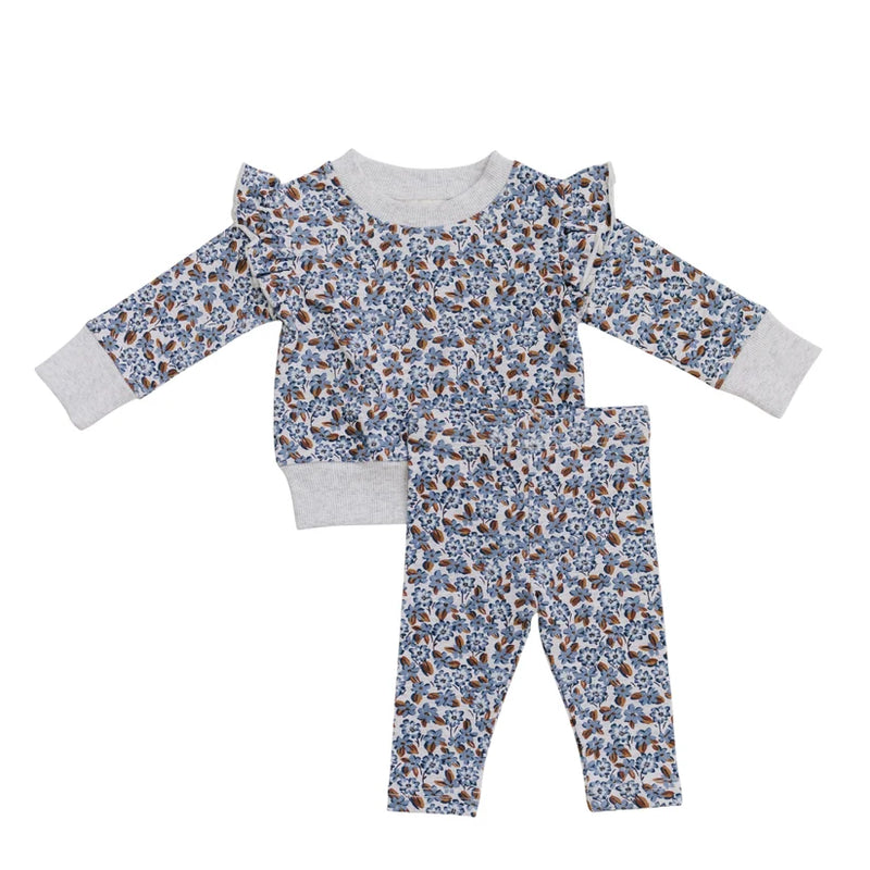 Mebie Baby  Blue Meadow Ruffle French Terry 2pc