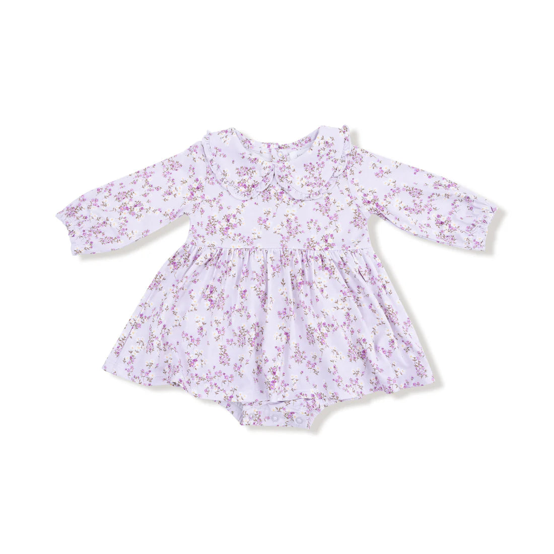 Angel Dear Long Sleeve Peter Pan Ruffle Collar Bubble with Skirt- Sweet Dream Florals