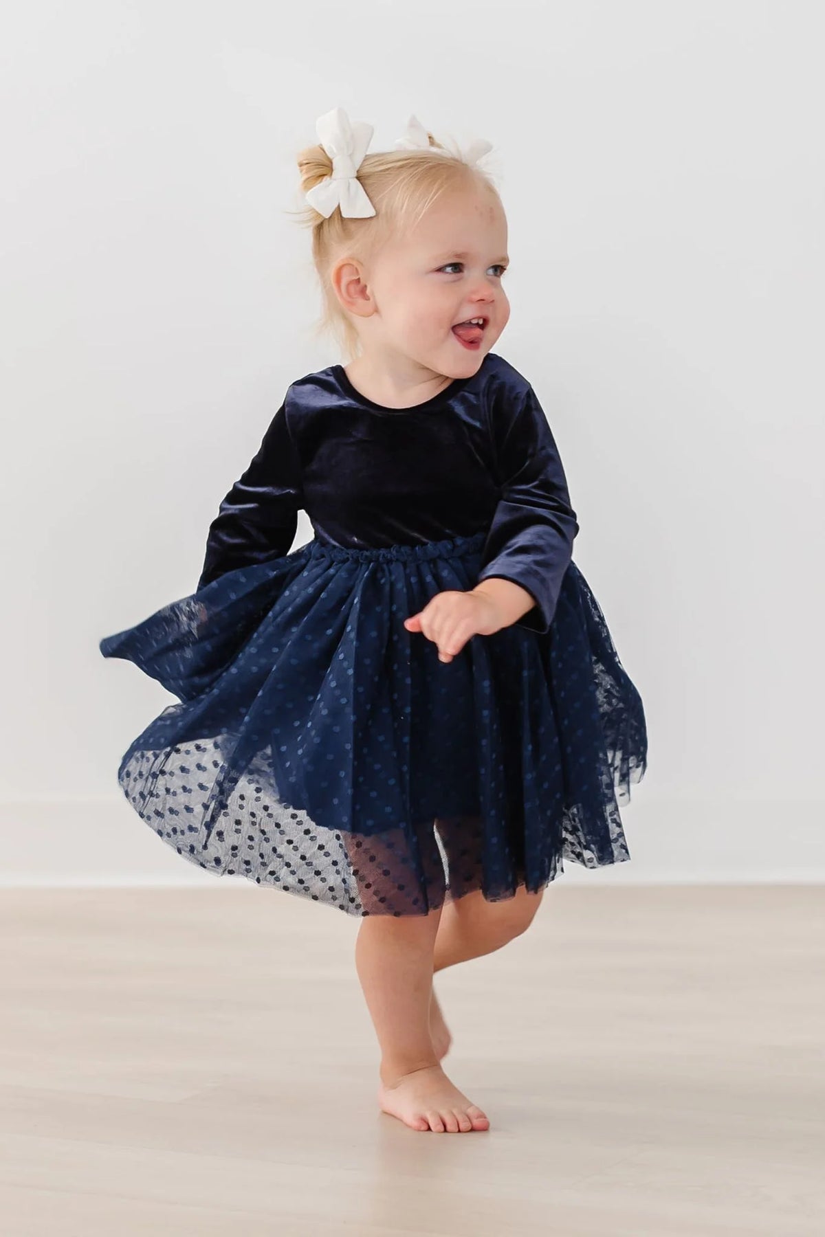 Mila and Rose Light Navy Velvet Tutu Dress