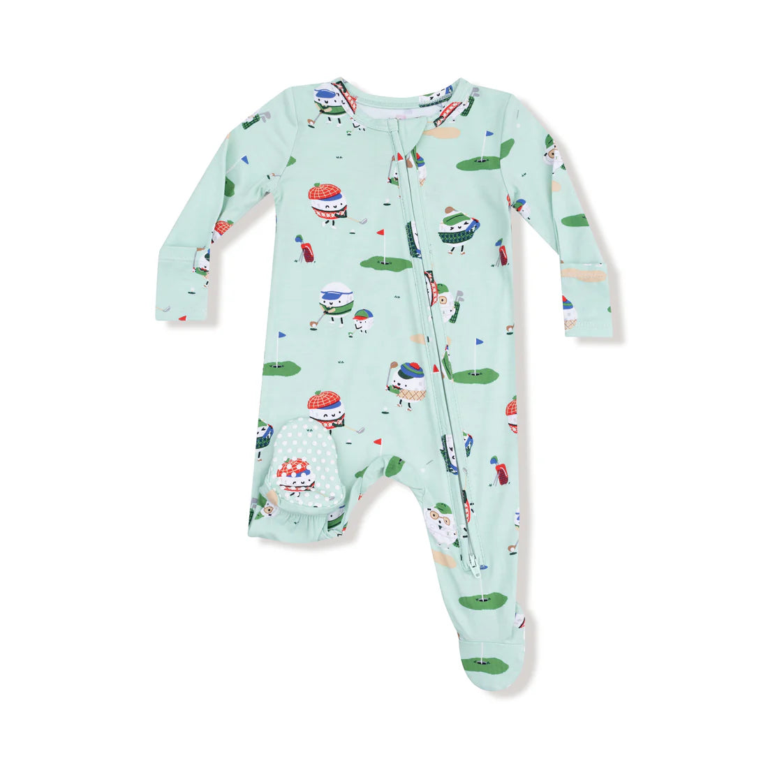 Angel Dear 2 Way Zipper Footie- Golf Pros Green