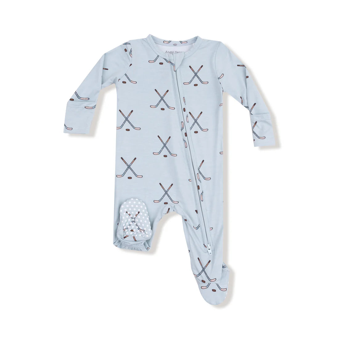 Angel Dear   2 Way Zipper Footie II Hockey - Stone Blue