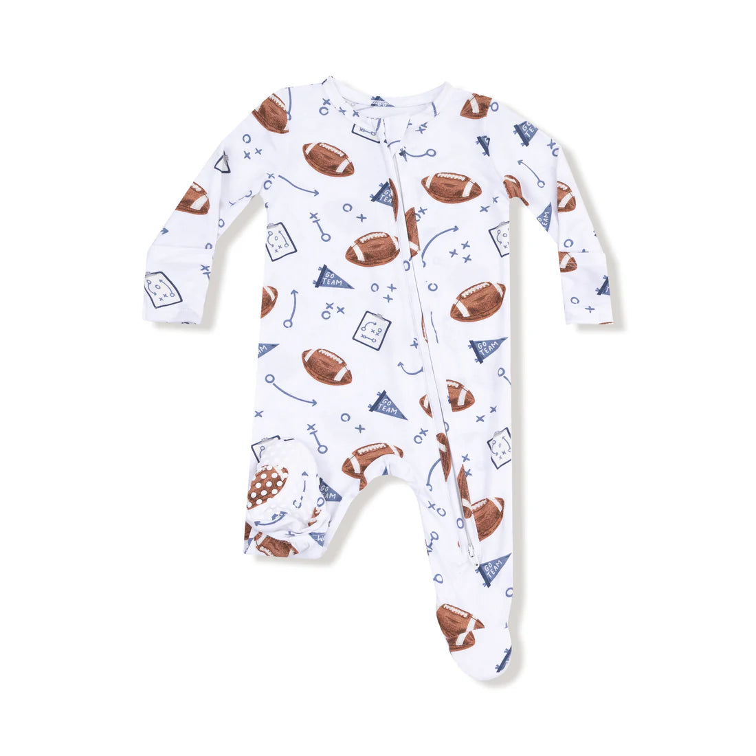 Angel Dear 2 Way Zipper Footie II Touchdown Time - Navy