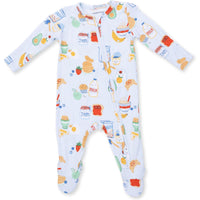 Angel Dear Breakfast Club Blue 2 Way Zipper Footie