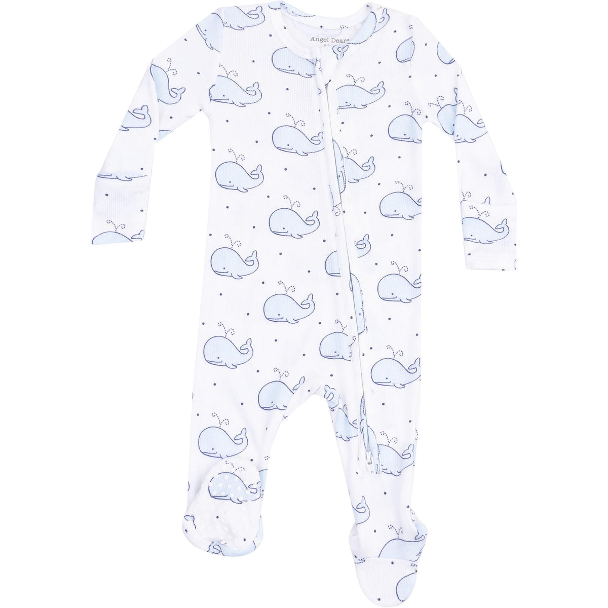 Angel Dear Bubbly Whale Blue Ribbed 2-Way Zipper Footie