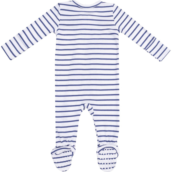 Angel Dear Stripe Vintage Blue 2-Way Zipper Footie