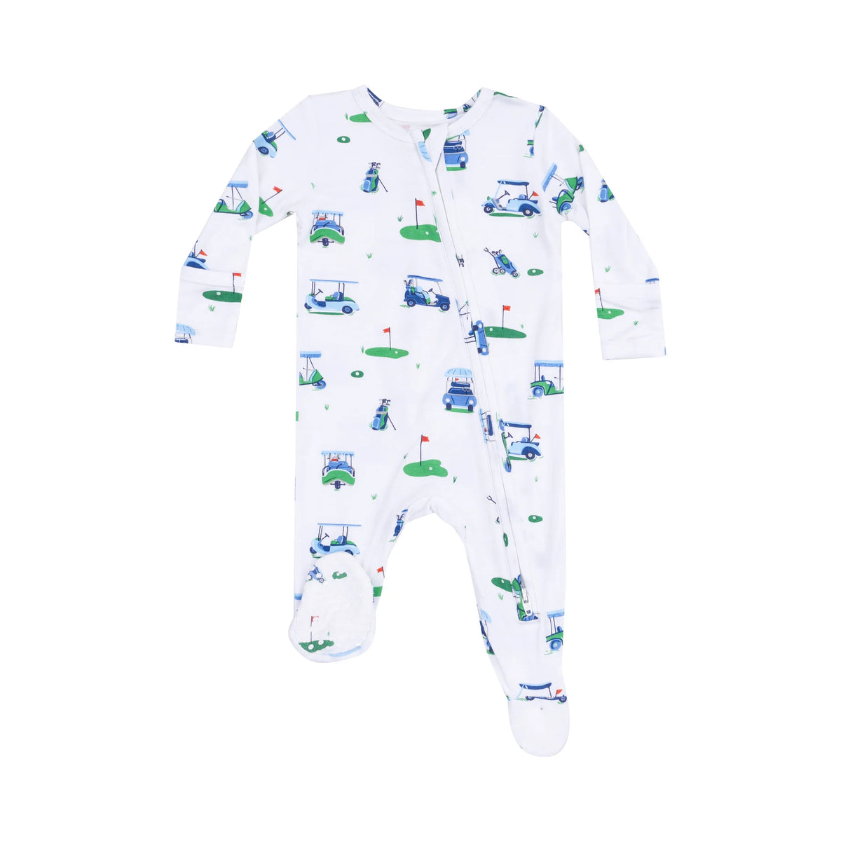 Angel Dear Vintage Golf Carts Blue 2-Way Zipper Footie