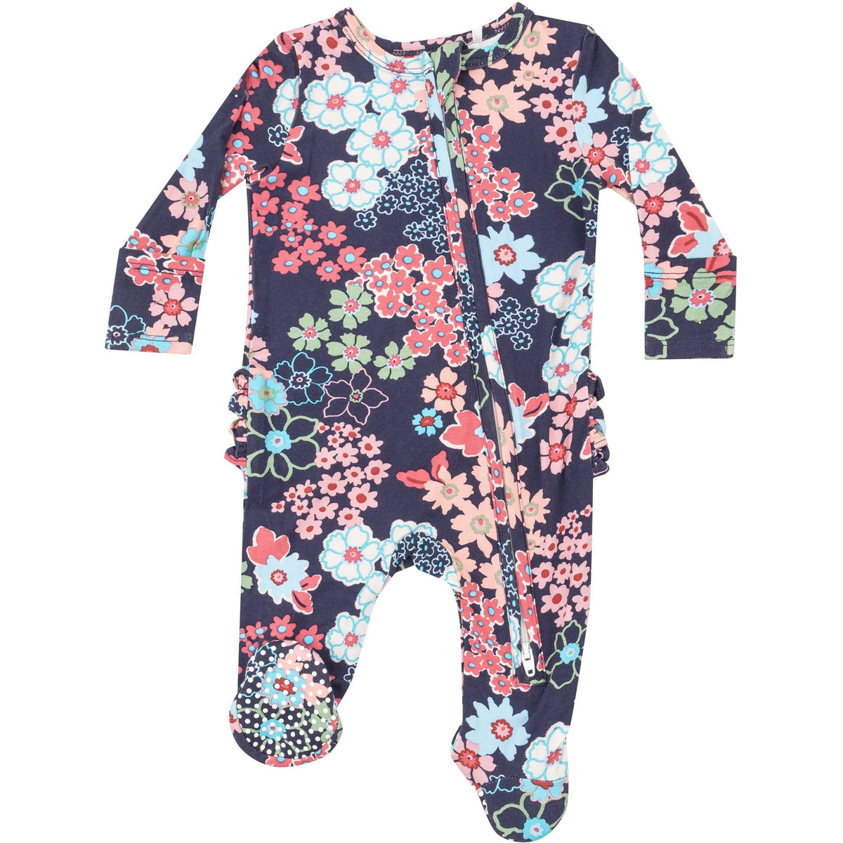 Angel Dear Japonisme Blossom Floral 2-Way Ruffle Zipper Footie