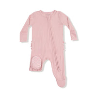 Angel Dear 2 Way Zipper Ruffle Back Footie- Mellow Rose