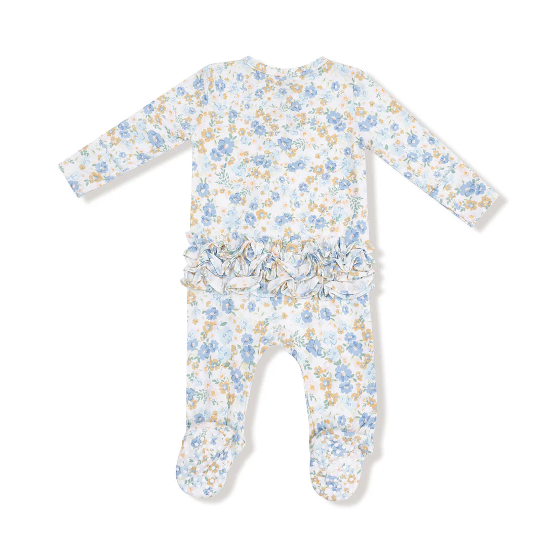 Angel Dear 2 Way Zipper Ruffle Back Footie- Sweet Rose Calico