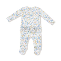 Angel Dear 2 Way Zipper Ruffle Back Footie- Sweet Rose Calico