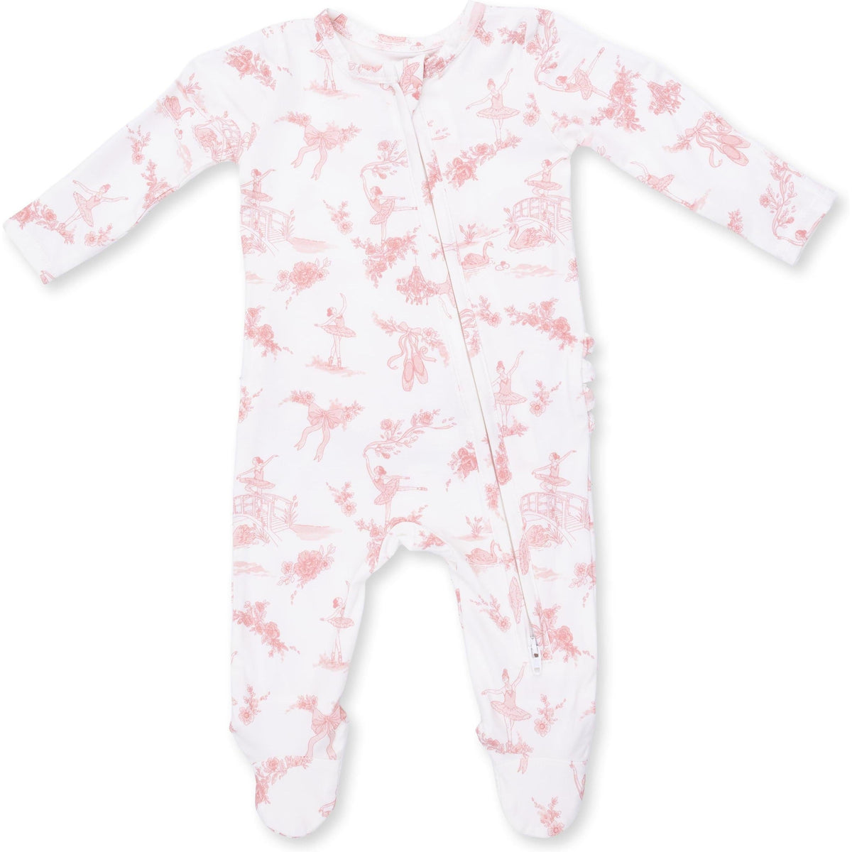 Angel Dear Ballet Toile 2 Way Ruffle Back Zipper Footie