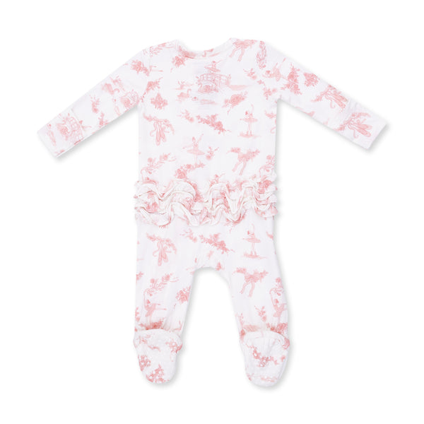 Angel Dear Ballet Toile 2 Way Ruffle Back Zipper Footie