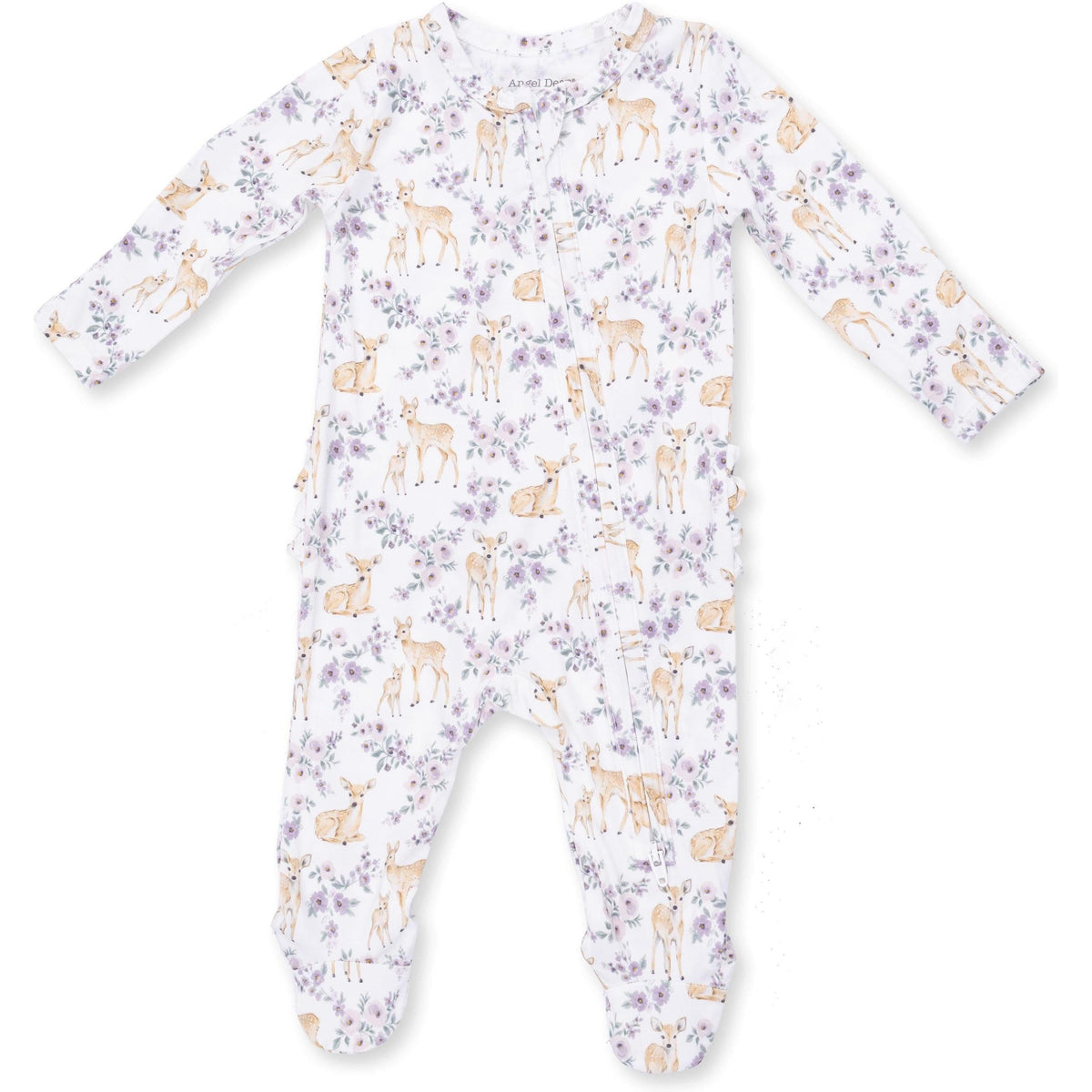Angel Dear Floral Deer 2 Way Ruffle Back Zipper Footie