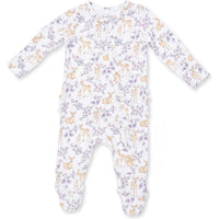 Angel Dear Floral Deer 2 Way Ruffle Back Zipper Footie