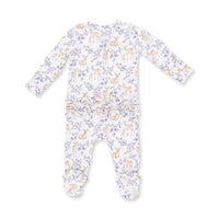 Angel Dear Floral Deer 2 Way Ruffle Back Zipper Footie