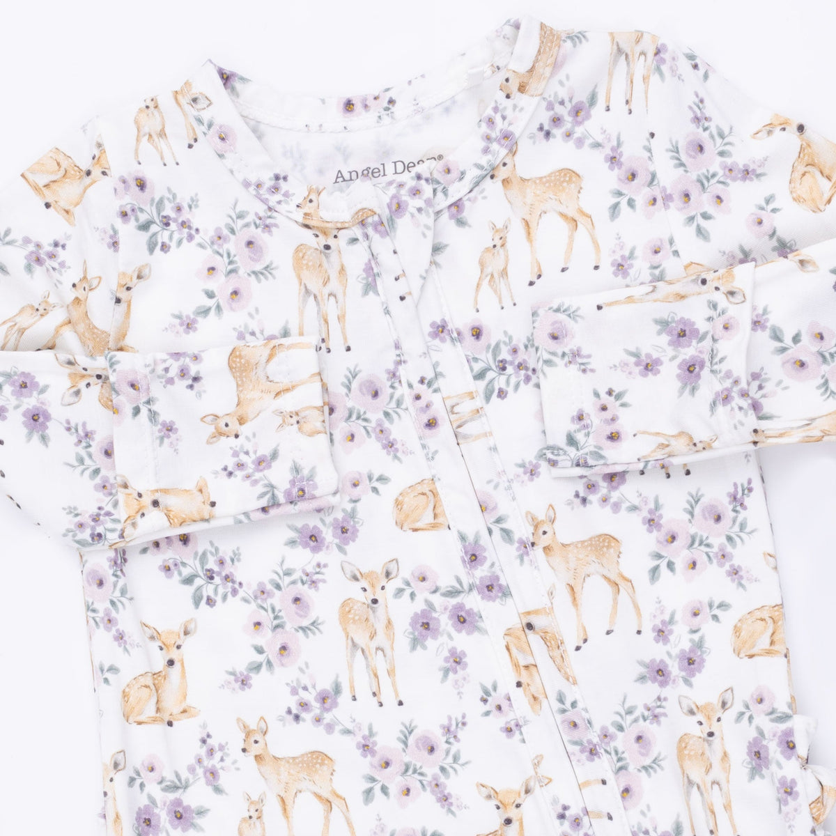 Angel Dear Floral Deer 2 Way Ruffle Back Zipper Footie