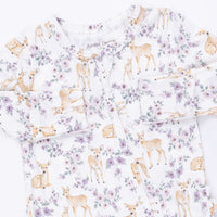 Angel Dear Floral Deer 2 Way Ruffle Back Zipper Footie