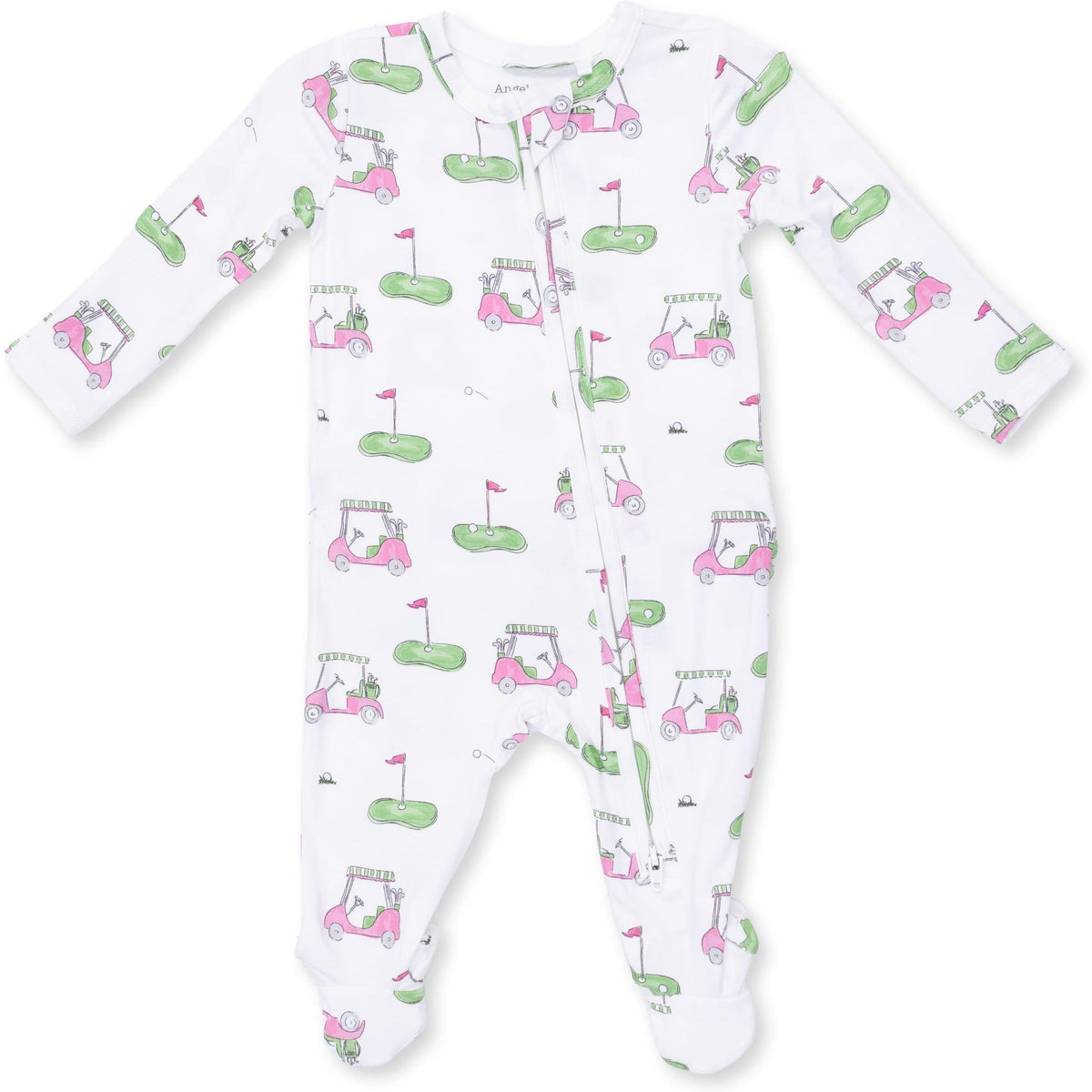 Angel Dear Golf Carts Pink 2 Way Ruffle Back Zipper Footie