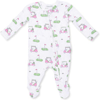 Angel Dear Golf Carts Pink 2 Way Ruffle Back Zipper Footie