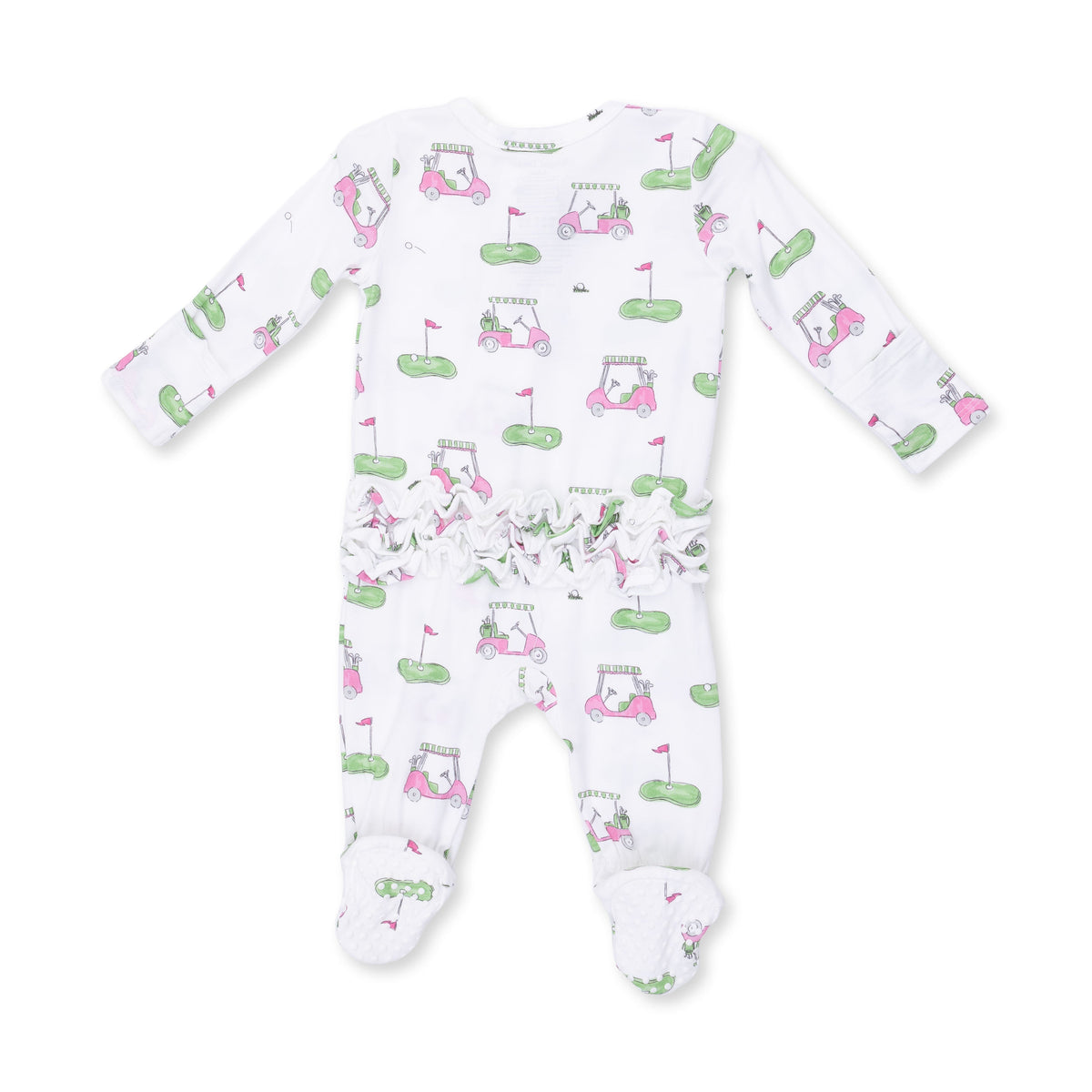 Angel Dear Golf Carts Pink 2 Way Ruffle Back Zipper Footie