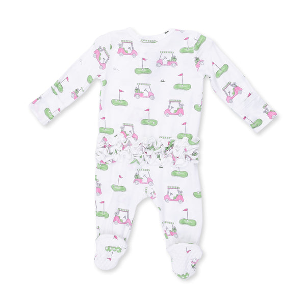Angel Dear Golf Carts Pink 2 Way Ruffle Back Zipper Footie