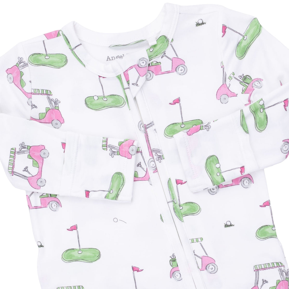 Angel Dear Golf Carts Pink 2 Way Ruffle Back Zipper Footie