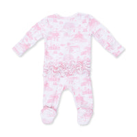 Angel Dear Golf Toile Pink 2 Way Ruffle Back Zipper Footie