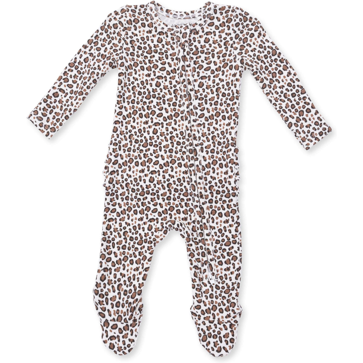 Angel Dear Leopard Rib 2 Way Ruffle Back Zipper Footie