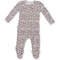 Angel Dear Leopard Rib 2 Way Ruffle Back Zipper Footie