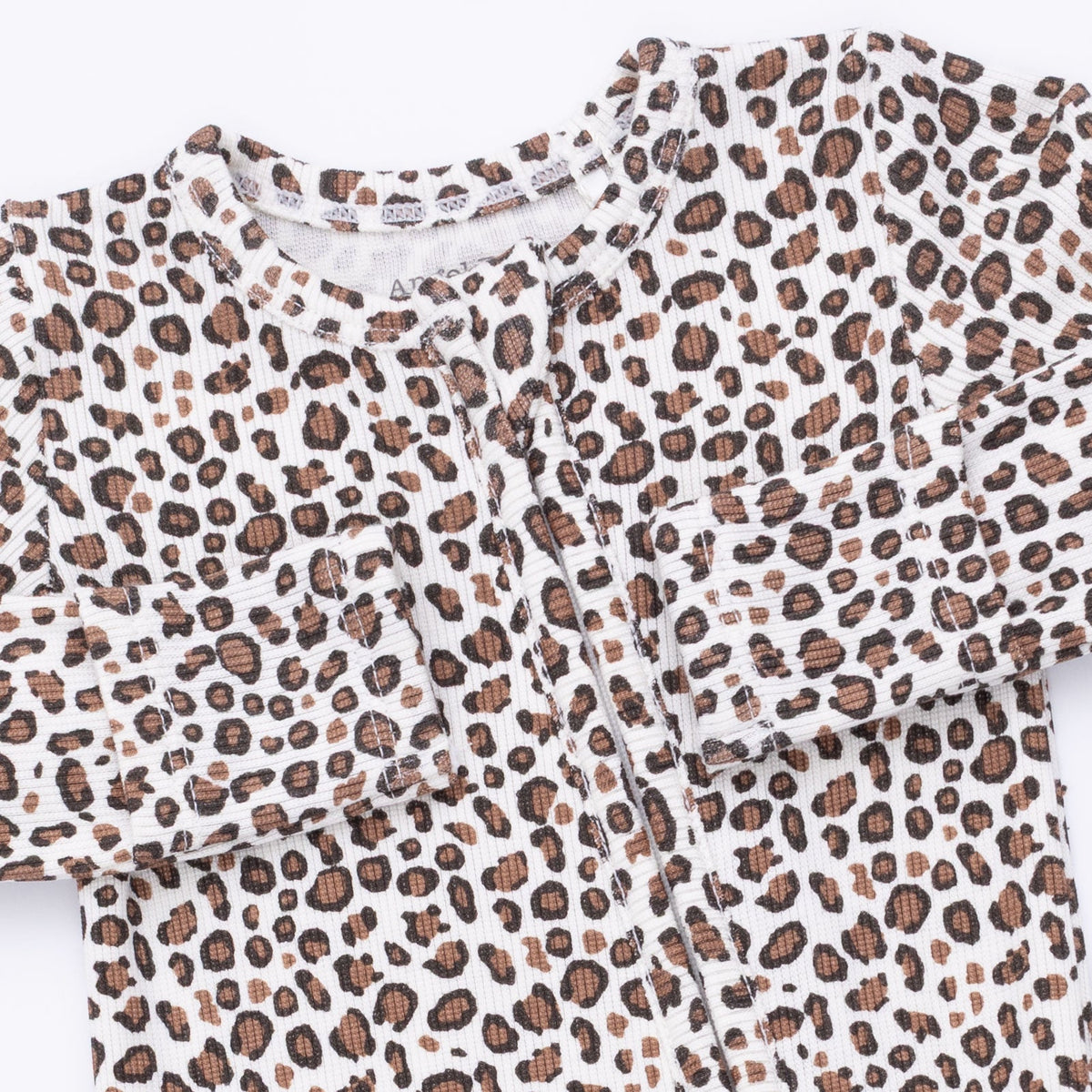 Angel Dear Leopard Rib 2 Way Ruffle Back Zipper Footie