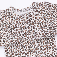 Angel Dear Leopard Rib 2 Way Ruffle Back Zipper Footie