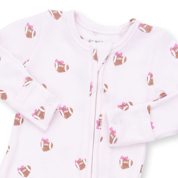 Angel Dear Mini Football Hearts 2 Way Ruffle Back Zipper Footie