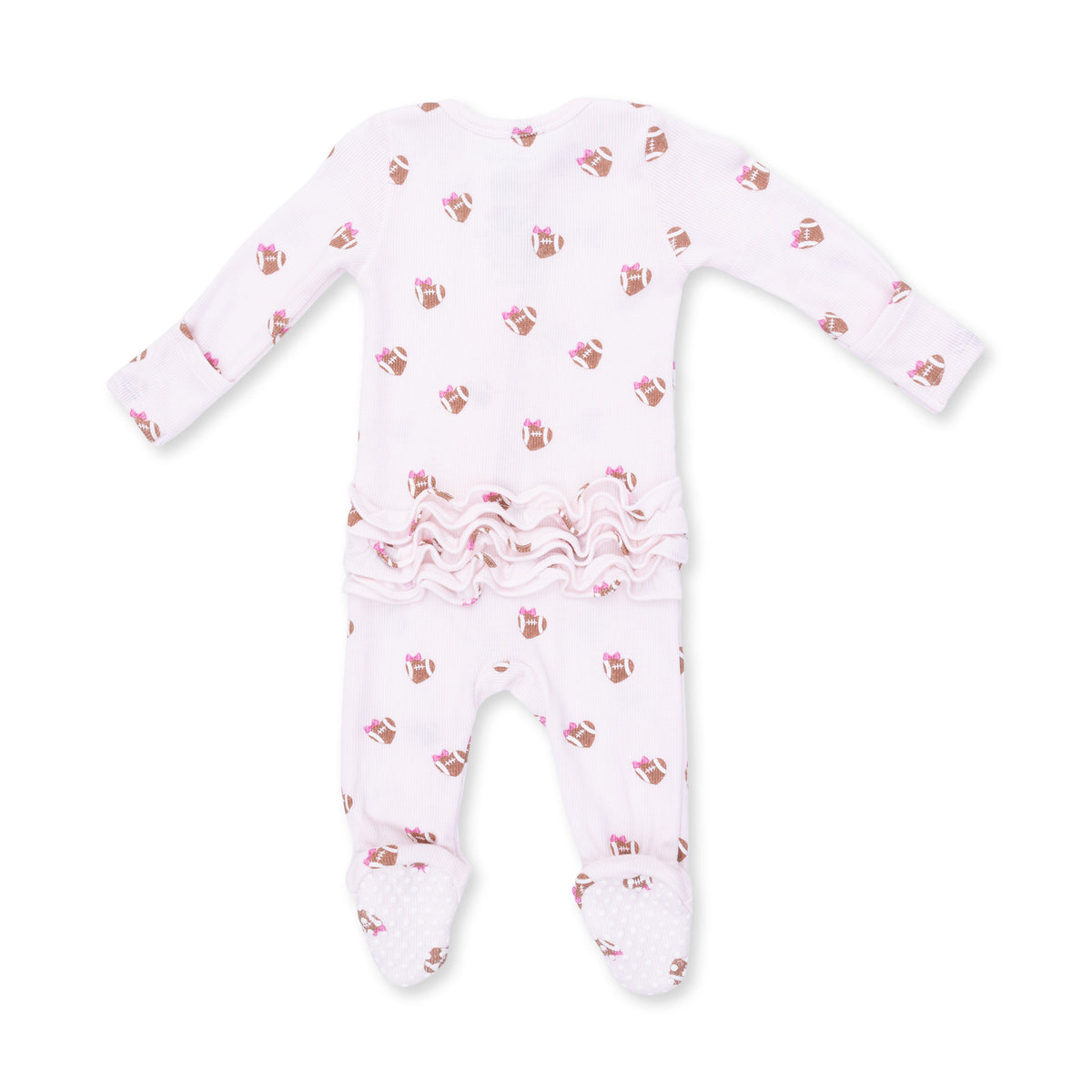 Angel Dear Mini Football Hearts 2 Way Ruffle Back Zipper Footie