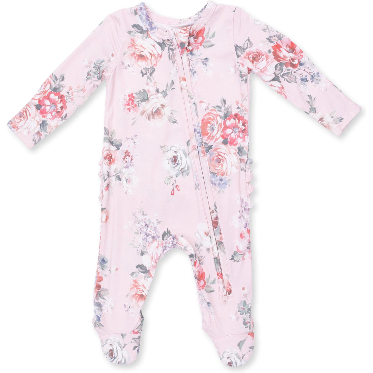Angel Dear Painterly Rose Bouquets 2 Way Ruffle Back Zipper Footie