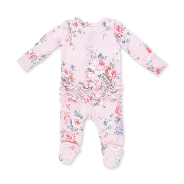 Angel Dear Painterly Rose Bouquets 2 Way Ruffle Back Zipper Footie