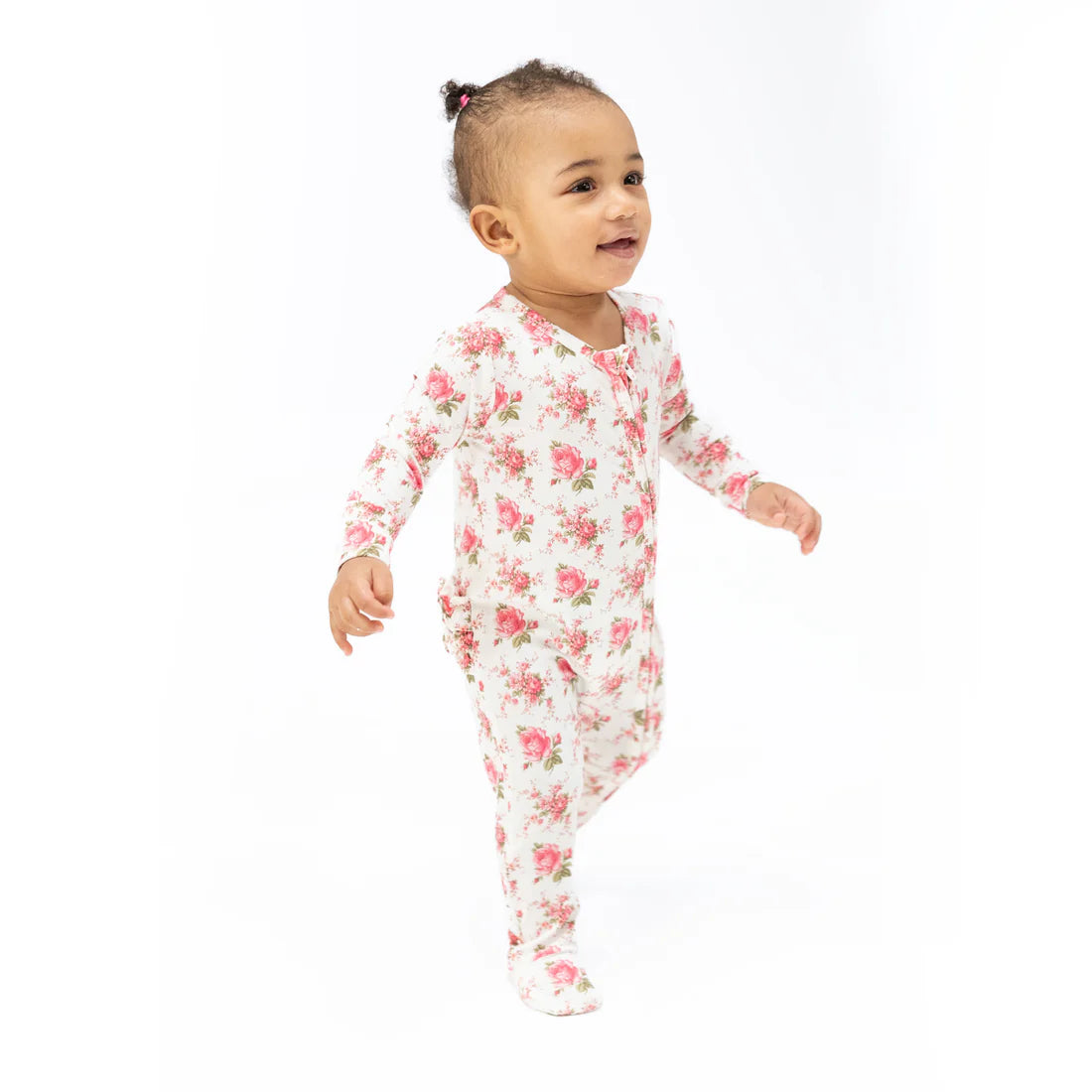 Angel Dear Elegant Roses  2 Way Ruffle Back Zipper Footie