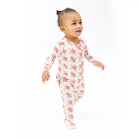 Angel Dear Elegant Roses  2 Way Ruffle Back Zipper Footie