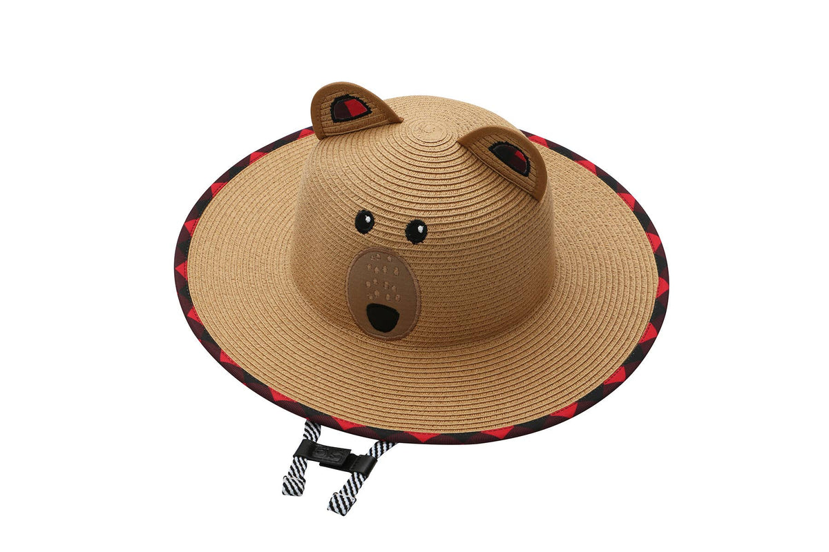 FlapJackKids - Kids' UPF50+ Straw Hat - Bear