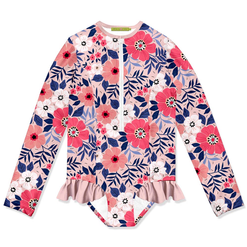 Millie Loves Lily - Girls Coral May Flower Ruffle-Accent One-Piece Swim 