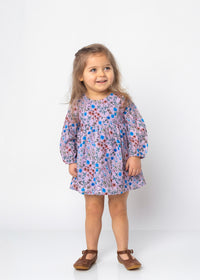 Mabel and Honey Willow Long Sleeve Purple Dress with Floral pattern