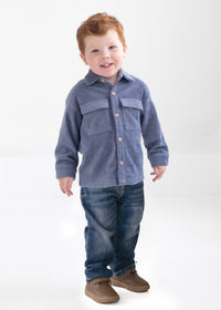 Beckett and Bear Cornflower Blue Corduroy Long Sleeve Button Down Shirt