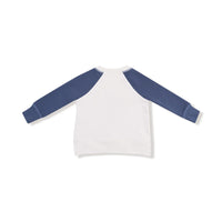 Angel Dear Varsity - Vintage Indigo  Raglan Sweatshirt with Red #1 Patch